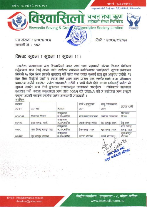 Loan Notice 2082-02-26