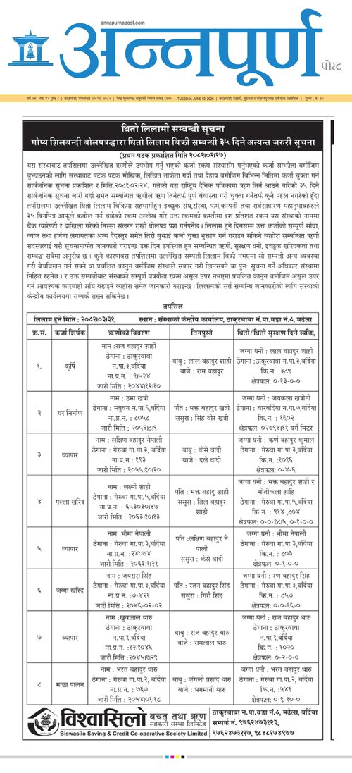 Loan Notice Patrika 2082-02-27